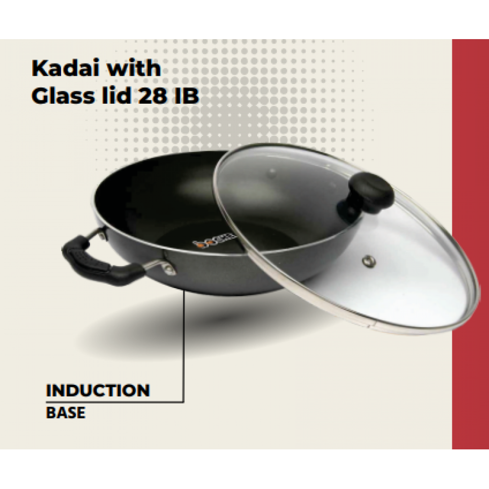 Boche Kadai With Glass Lid 28 (Induction Base)